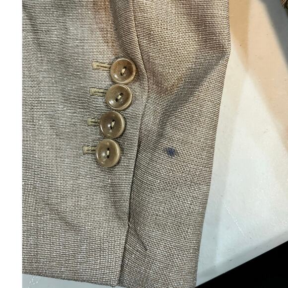 Max Mara Italy Single Breasted Pointed Collar Pockets Wool Silk Tan Blazer Sz 4 - Picture 8 of 9